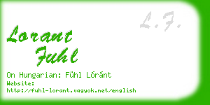 lorant fuhl business card